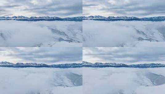 安集海大峡谷冬天穿云航拍高清在线视频素材下载
