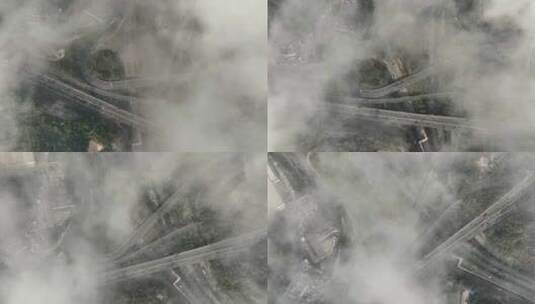 航拍云端下的深圳高速公路高清在线视频素材下载