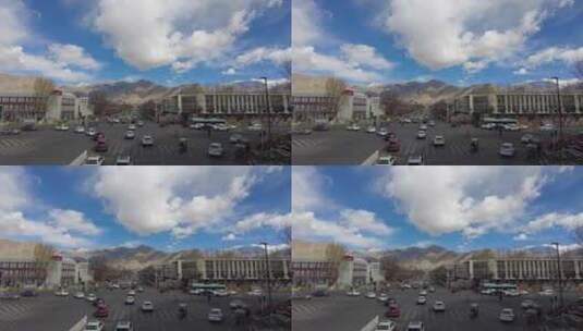 西藏拉萨城市天空大气延时摄影高清在线视频素材下载