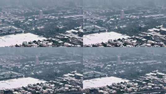 西安大雁塔雪景高清在线视频素材下载