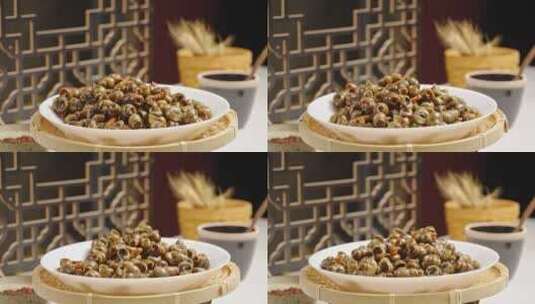 炒螺蛳螺肉中国菜农家菜美食特写高清在线视频素材下载