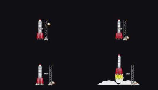 火箭在Alpha通道上飞向太空高清在线视频素材下载