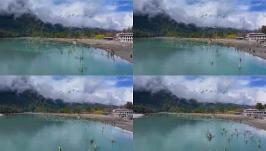 4K航拍西藏林芝波密古乡湖景区1高清在线视频素材下载