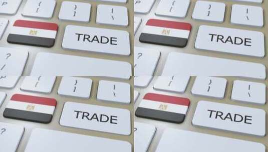 按钮3D动画上的埃及国旗和贸易文本高清在线视频素材下载