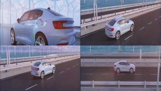 宽屏自动驾驶新能源汽车充电行驶自动驾驶高清在线视频素材下载