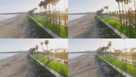 美国加州日落之光圣巴巴拉海岸线高清在线视频素材下载