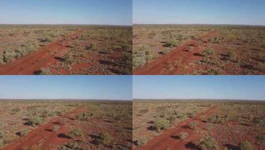 在澳大利亚内陆驾车穿越广阔沙漠景观的无人高清在线视频素材下载