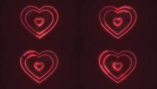 抽象红色移动发光的心轮廓形状。心里面的心高清在线视频素材下载