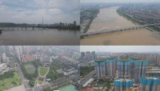 航拍湖南株洲城市建设高清在线视频素材下载