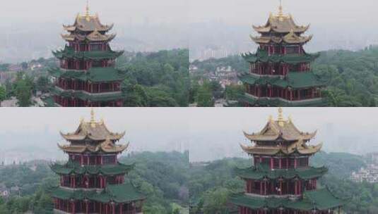 重庆鸿恩寺航拍鸿恩阁与嘉陵江两岸高楼大厦高清在线视频素材下载