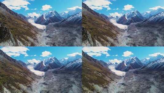 新疆天山山脉雪山峡谷冰川航拍风景高清在线视频素材下载