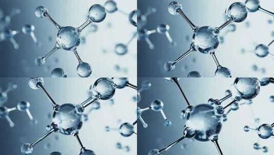 蓝色水分子结构生物学护肤美容高清在线视频素材下载