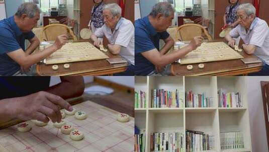 老年人 休闲 下棋 象棋高清在线视频素材下载