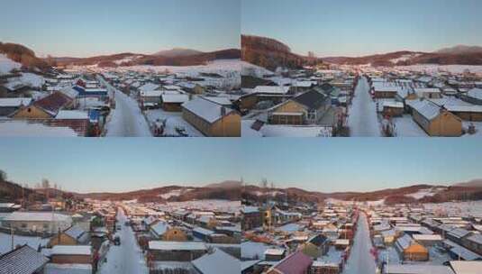 雪后乡村全景高清在线视频素材下载