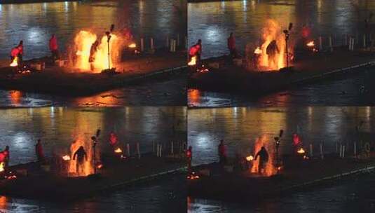 打铁花 传统表演 传统文化 节日气氛 夜景高清在线视频素材下载