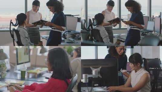 办公室职员交流工作场景高清在线视频素材下载