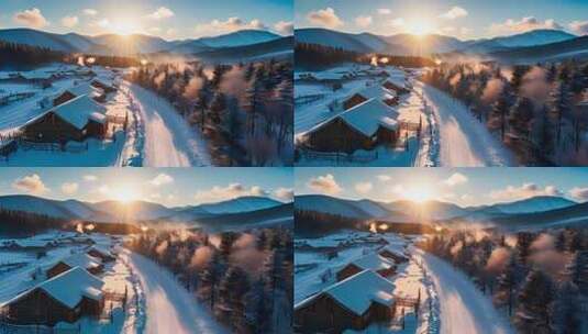 「有版权」航拍中国雪乡4K高清在线视频素材下载