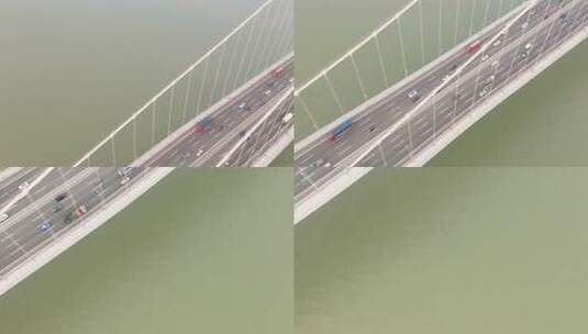 广州南沙大桥航拍大桥车流全景高清在线视频素材下载