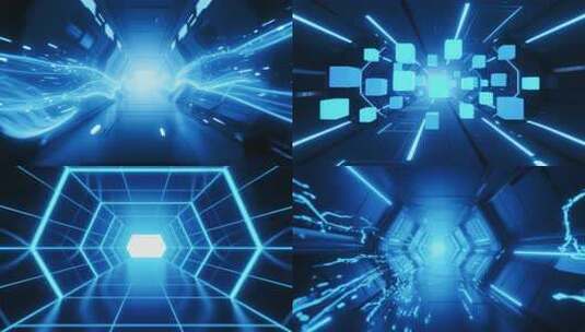 【4K画质】科技背景蓝色粒子科技科技穿梭高清在线视频素材下载