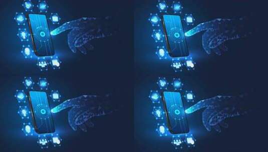 手指点击智能科技手机画面高清在线视频素材下载