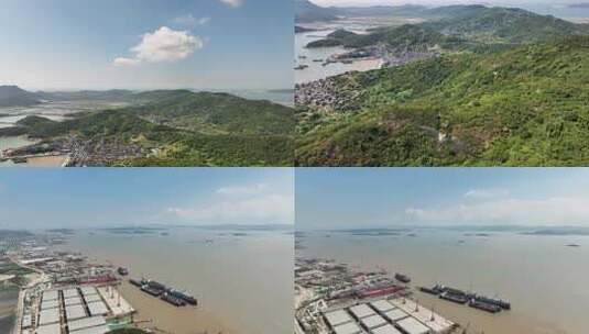 小渔村，海港码头，群岛，海边村落高清在线视频素材下载
