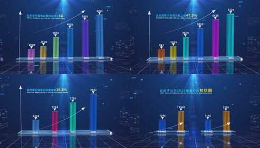 企业科技数据三维柱状图表动态展示AE模板高清AE视频素材下载