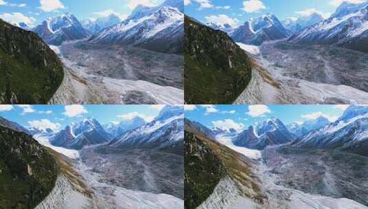 新疆天山山脉雪山峡谷冰川航拍风景高清在线视频素材下载