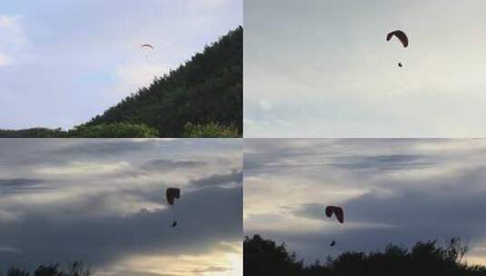 【合集】天空中自由滑翔的两个人剪影高清在线视频素材下载