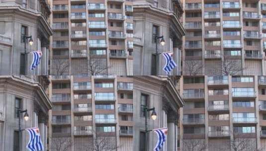 摄像机放大了大城市一家大型住宅酒店的窗户和阳台高清在线视频素材下载