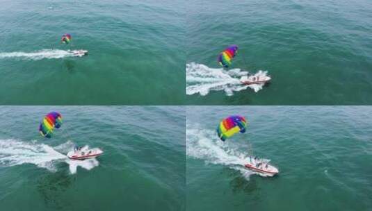 水上摩托艇拖曳滑翔伞1高清在线视频素材下载