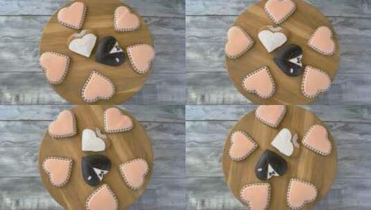 木板上的婚礼饼干俯视图高清在线视频素材下载