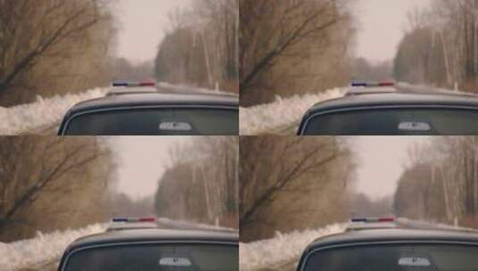 警车在公路上追逐前面的车高清在线视频素材下载