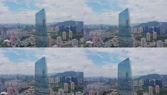 深圳南山华侨城大厦中景前进上仰高清在线视频素材下载