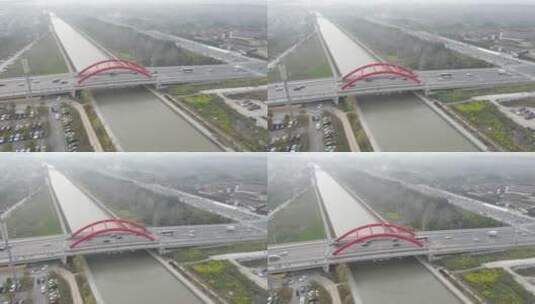 上海浦江镇姚家浜桥4K航拍原素材高清在线视频素材下载
