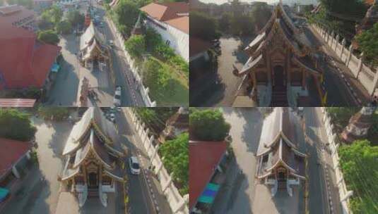 泰国旅游视频泰国清迈街景尖顶佛寺高清在线视频素材下载