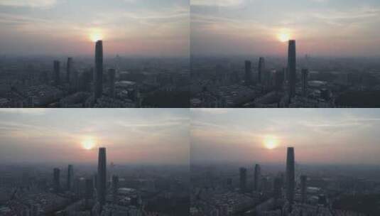 落日下的东莞第一高楼高清在线视频素材下载
