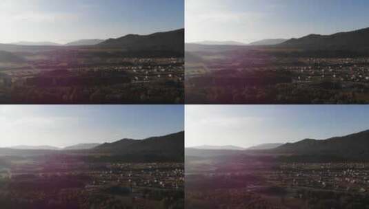新疆阿勒泰禾木草原高山日出航拍高清在线视频素材下载