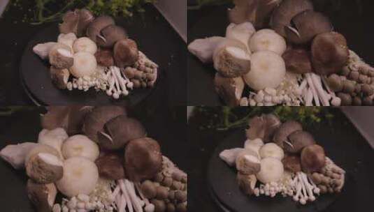 火锅蘑菇拼盘菌类拼盘高清在线视频素材下载
