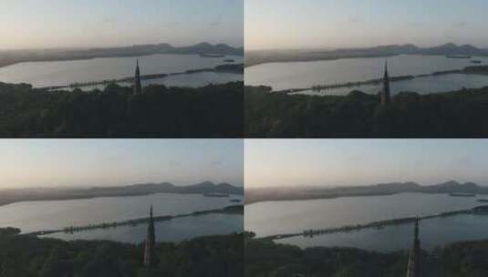 上海西湖航拍高清在线视频素材下载