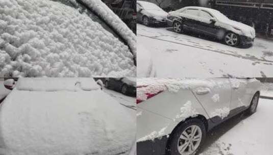 【镜头合集】汽车私家车下雪落雪积雪高清在线视频素材下载