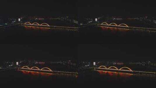 航拍湘江福元路大桥夜景高清在线视频素材下载