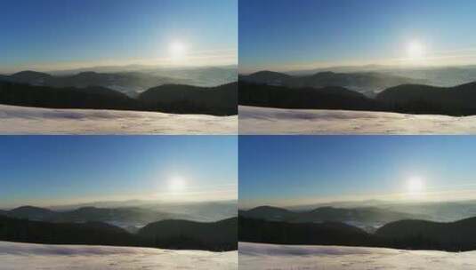 从雪山上看日出高清在线视频素材下载