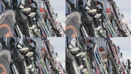 滑雪器材4K特写素材高清在线视频素材下载
