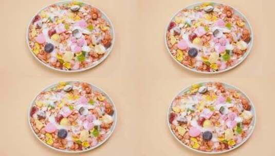 酸奶水果燕麦片高清在线视频素材下载