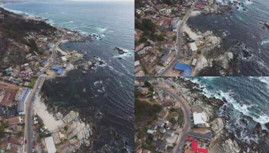 智利海滨小镇航拍高清在线视频素材下载