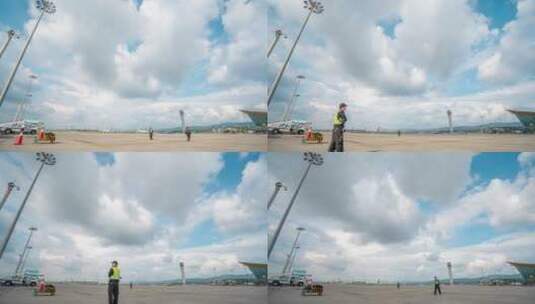 昆明长水机场停机坪延时摄影4K高清在线视频素材下载