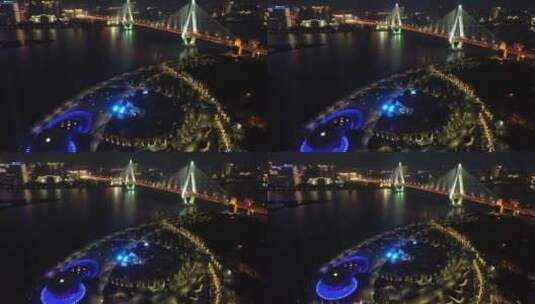 海口夜景 世纪大桥高清在线视频素材下载