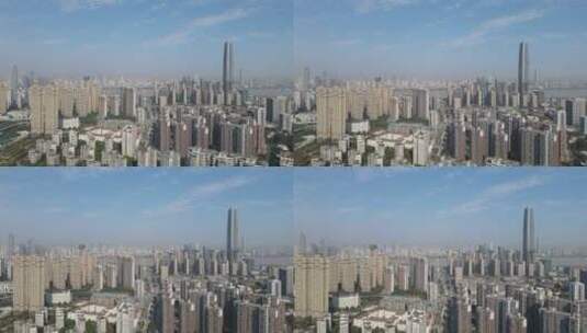 城市航拍武汉第一高楼绿地中心高清在线视频素材下载
