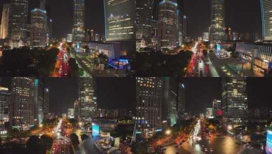 陆家嘴金融城夜景航拍高清在线视频素材下载