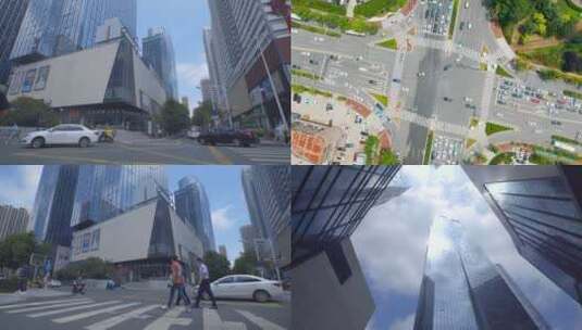 城市高楼人流车流-城市素材高清在线视频素材下载